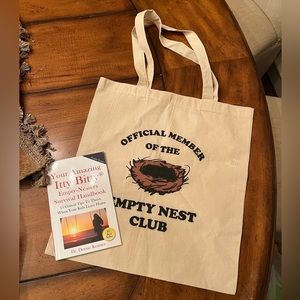 New Tote bag & book for someone who is about to be an empty nester.